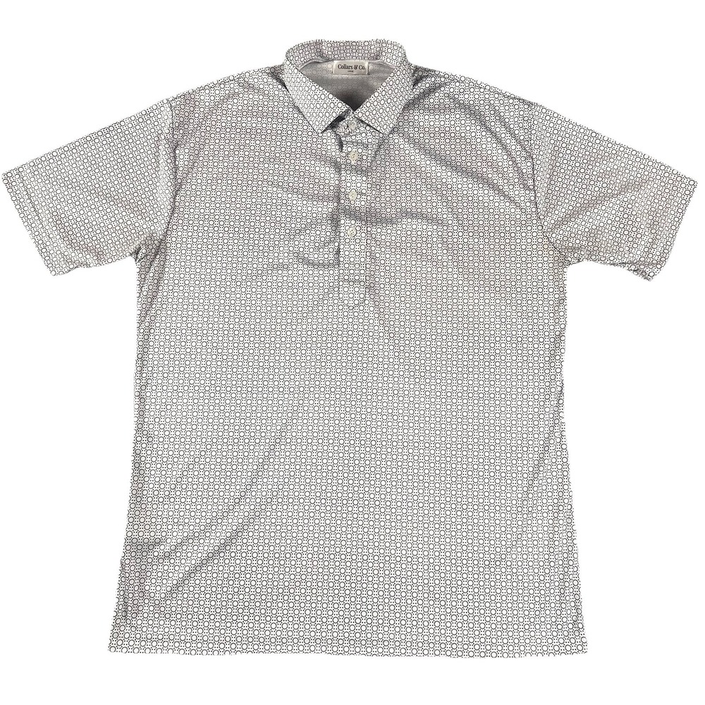 Collars & Co Polo Shirt Mens Large Geometric Print Dress Collar 100% Polyester